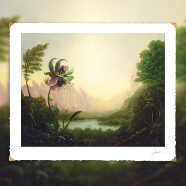 Limited Edition Fine Art Print_Title: Paloceae Lupantozoa_Andrea du Plessis_contemporary surrealism_landscape_flower