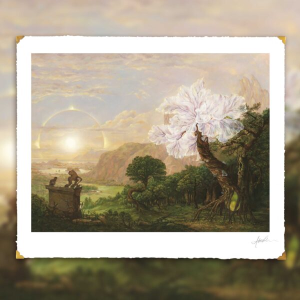 Limited Edition Fine Art Print_Title: First Light_Andrea du Plessis_contemporary surrealism_landscape_flower